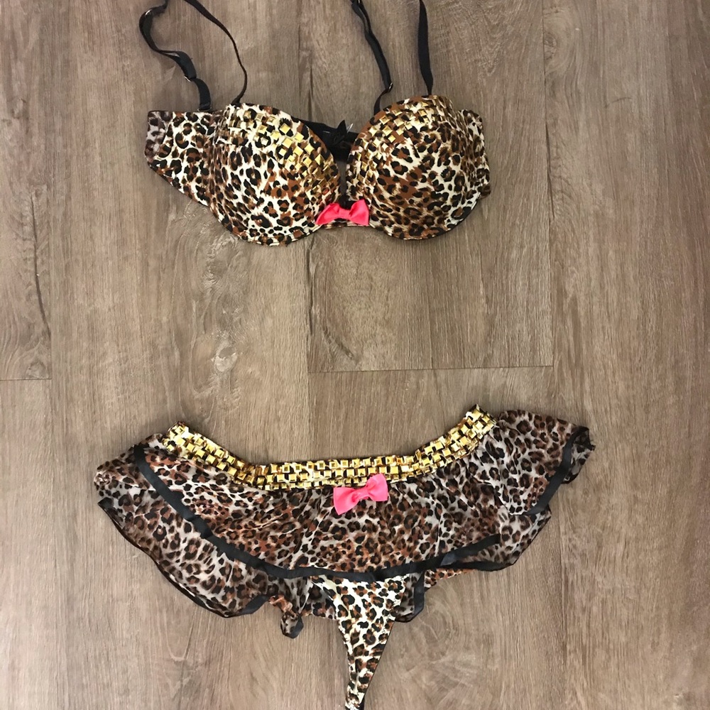 LEOPARD Studded Lingerie Set NWOT